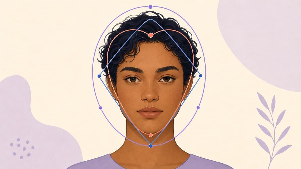 Illustrated face with overlapping face-shape contours